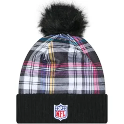 Hats|Women^New York Jets Women's New Era Black 2024 NFL Crucial Catch Cuffed Knit Hat With Pom