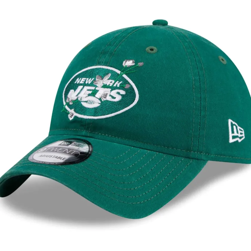 Hats|Women^New York Jets Women's New Era Green Game Day Flower 9TWENTY Adjustable Hat