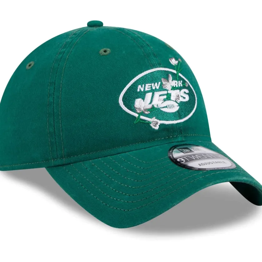 Hats|Women^New York Jets Women's New Era Green Game Day Flower 9TWENTY Adjustable Hat