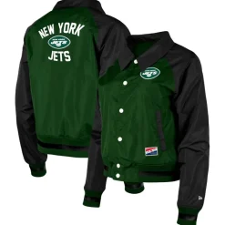 Jackets^New York Jets Women's New Era Green Coaches Raglan Full-Snap Jacket