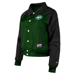 Jackets^New York Jets Women's New Era Green Coaches Raglan Full-Snap Jacket