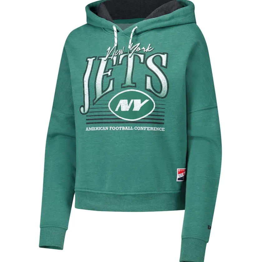 Sweatshirts & Fleece|Women^New York Jets Women's New Era Heather Green Boxy Pullover Hoodie