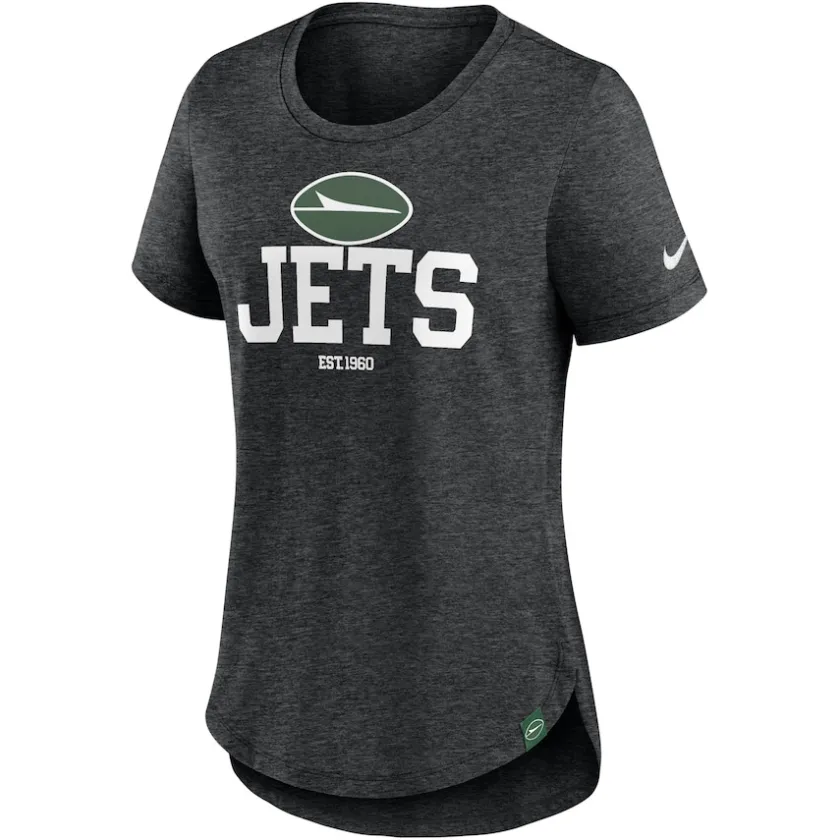 T-Shirts|Women^New York Jets Women's Nike Heather Black Fashion Tri-Blend T-Shirt