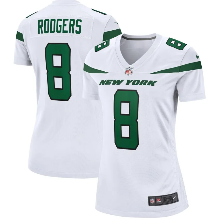 Jerseys|Women^New York Jets Women's Nike Aaron Rodgers White Player Jersey