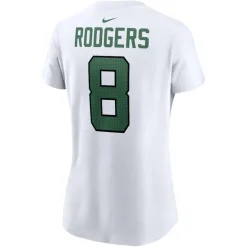 T-Shirts|Women^New York Jets Women's Nike Aaron Rodgers White Player Name & Number T-Shirt