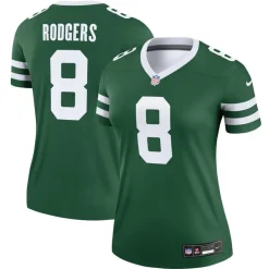 Jerseys|Women^New York Jets Women's Nike Aaron Rodgers Legacy Green Legend Player Performance Top