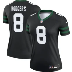 Jerseys|Women^New York Jets Women's Nike Aaron Rodgers Legacy Black Alternate Legend Player Performance Top