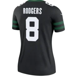 Jerseys|Women^New York Jets Women's Nike Aaron Rodgers Legacy Black Alternate Legend Player Performance Top
