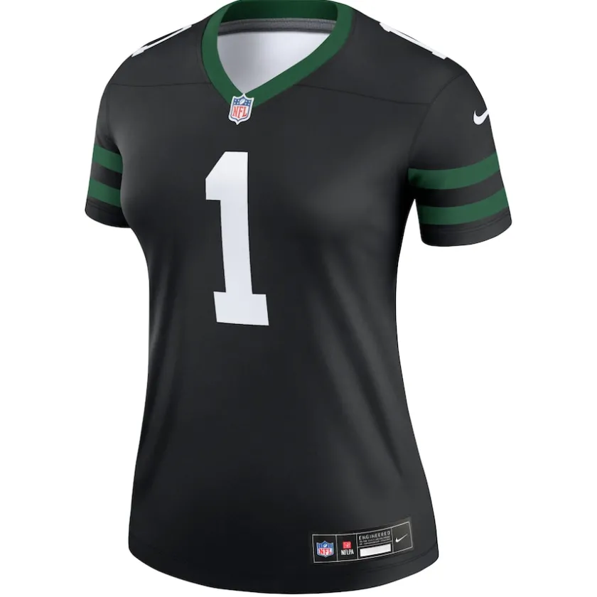 Jerseys|Women^New York Jets Women's Nike Ahmad Sauce Gardner Legacy Black Alternate Legend Player Performance Top