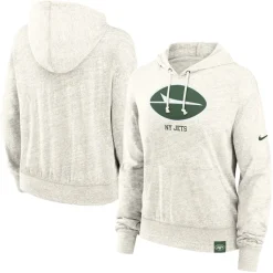 Sweatshirts & Fleece|Women^New York Jets Women's Nike Cream Gym Vintage Logo Pullover Hoodie