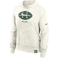 Sweatshirts & Fleece|Women^New York Jets Women's Nike Cream Gym Vintage Logo Pullover Hoodie