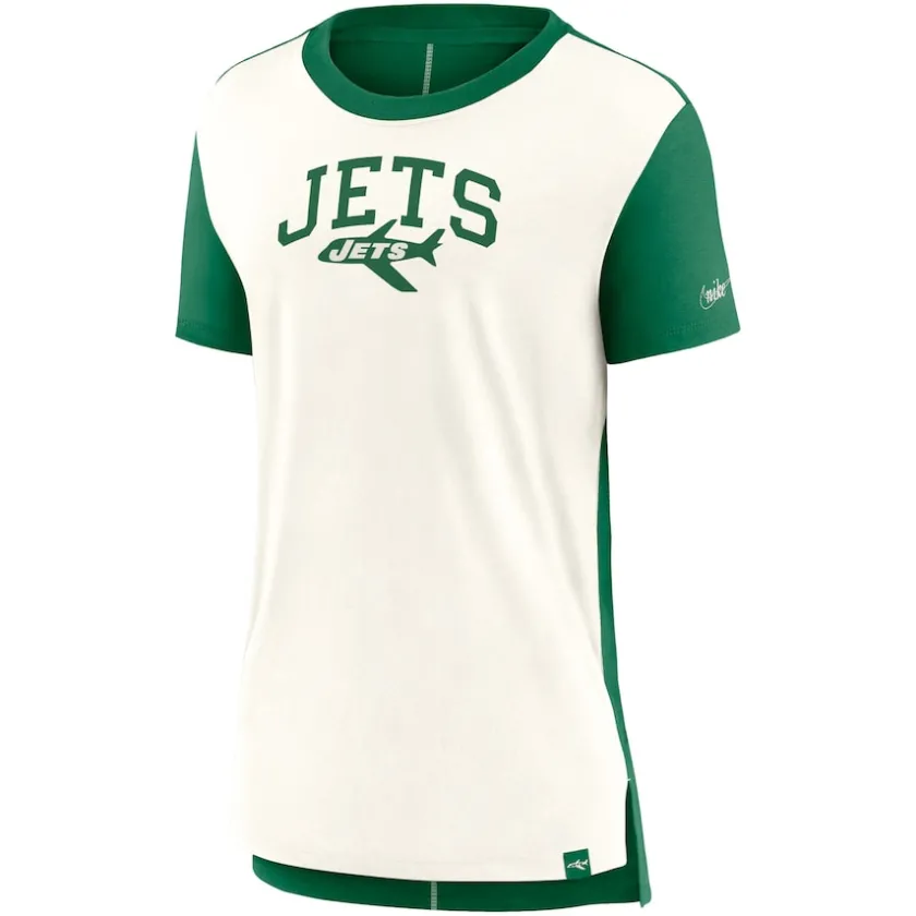 T-Shirts|Women^New York Jets Women's Nike Cream/Kelly Green Wordmark Tri-Blend T-Shirt