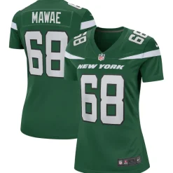 Replica|Throwback^New York Jets Women's Nike Kevin Mawae Gotham Green Game Retired Player Jersey