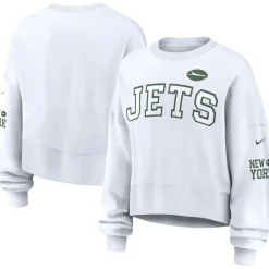 Sweatshirts & Fleece|Women^New York Jets Women's Nike White Oversized Long Sleeve Cropped Sweatshirt