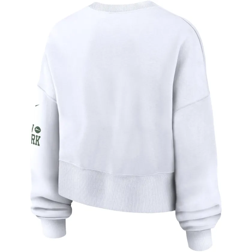 Sweatshirts & Fleece|Women^New York Jets Women's Nike White Oversized Long Sleeve Cropped Sweatshirt