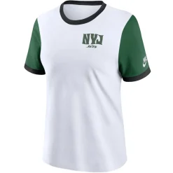 T-Shirts|Women^New York Jets Women's Nike White/Green Rewind Ringer T-Shirt