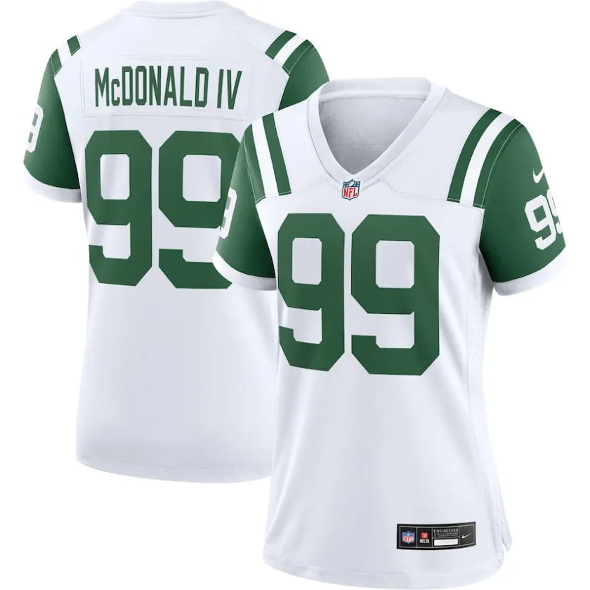 Jerseys|Women^New York Jets Women's Nike Will McDonald IV White Classic Alternate Player Game Jersey