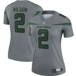 Jerseys|Women^New York Jets Women's Nike Zach Wilson Gray Inverted Legend Player Performance Top