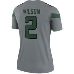 Jerseys|Women^New York Jets Women's Nike Zach Wilson Gray Inverted Legend Player Performance Top