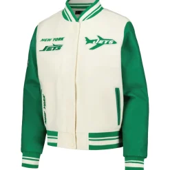 Jackets^New York Jets Women's Pro Standard Cream Retro Classic Vintage Full-Zip Varsity Jacket