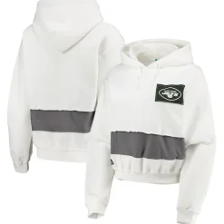 Sweatshirts & Fleece|Women^New York Jets Women's Refried Apparel White Sustainable Crop Dolman Pullover Hoodie