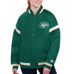 Jackets^New York Jets Women's Starter Green Tournament Full-Snap Varsity Jacket