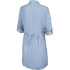 Swimsuits^New York Jets Women's Tommy Bahama Blue/White Chambray Stripe Cover-Up Shirt Dress