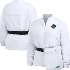 Jackets^New York Jets Women's WEAR By Erin Andrews White Packaway Full-Zip Puffer Jacket