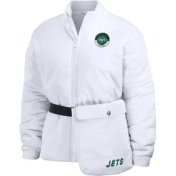 Jackets^New York Jets Women's WEAR By Erin Andrews White Packaway Full-Zip Puffer Jacket