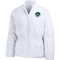 Jackets^New York Jets Women's WEAR By Erin Andrews White Packaway Full-Zip Puffer Jacket