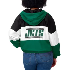 Jackets^New York Jets Women's WEAR By Erin Andrews Green Color Block Full-Zip Windbreaker Jacket