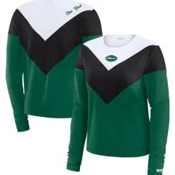 T-Shirts|Women^New York Jets Women's WEAR By Erin Andrews Green/Black Chevron Tri-Blend Long Sleeve T-Shirt