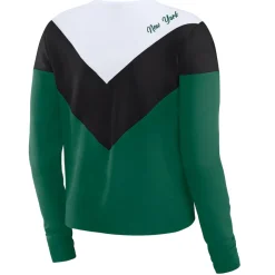 T-Shirts|Women^New York Jets Women's WEAR By Erin Andrews Green/Black Chevron Tri-Blend Long Sleeve T-Shirt