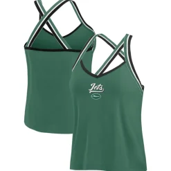 T-Shirts|Women^New York Jets Women's WEAR By Erin Andrews Green Cross Strap Tri-Blend Tank Top