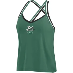 T-Shirts|Women^New York Jets Women's WEAR By Erin Andrews Green Cross Strap Tri-Blend Tank Top