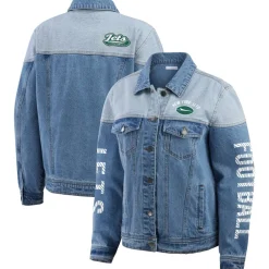 Jackets^New York Jets Women's WEAR By Erin Andrews Full-Button Denim Jacket