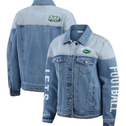 Jackets^New York Jets Women's WEAR By Erin Andrews Full-Button Denim Jacket