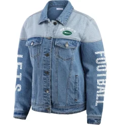 Jackets^New York Jets Women's WEAR By Erin Andrews Full-Button Denim Jacket