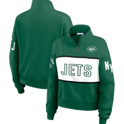 Jackets|Sweatshirts & Fleece^New York Jets Women's WEAR By Erin Andrews Green Quarter-Zip Jacket