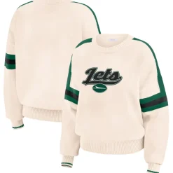 Sweaters & Dress Shirts|Sweaters^New York Jets Women's WEAR By Erin Andrews Cream Stripe Pullover Sweater