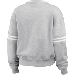 Sweatshirts & Fleece|Women^New York Jets Women's WEAR By Erin Andrews Heather Gray Crest Cropped Pullover Sweatshirt