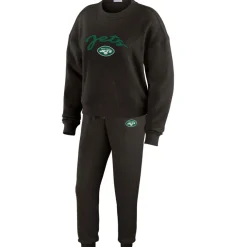 Underwear & Sleepwear^New York Jets Women's WEAR By Erin Andrews Cream Plus Size Knitted Tri-Blend Long Sleeve T-Shirt & Pants Lounge Set
