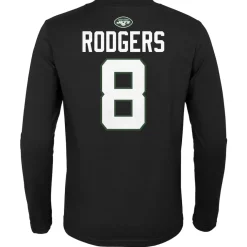T-Shirts|Kids^New York Jets Youth Aaron Rodgers Black Mainliner Player Name & Number Long Sleeve T-Shirt