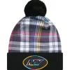 Hats|Kids^New York Jets Youth New Era Black 2024 NFL Crucial Catch Plaid Cuffed Pom Knit Hat