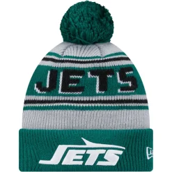 Hats|Kids^New York Jets Youth New Era Green Main Cuffed Knit Hat With Pom