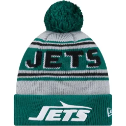 Hats|Kids^New York Jets Youth New Era Green Main Cuffed Knit Hat With Pom