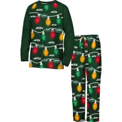 Underwear & Sleepwear^New York Jets Youth Two-Piece Garland Holiday Long Sleeve Pajama Set
