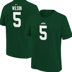 T-Shirts|Kids^New York Jets Youth Nike Garrett Wilson Green Player Name & Number T-Shirt