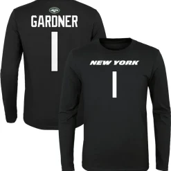 T-Shirts|Kids^New York Jets Youth Sauce Gardner Black Mainliner Player Name & Number Long Sleeve T-Shirt