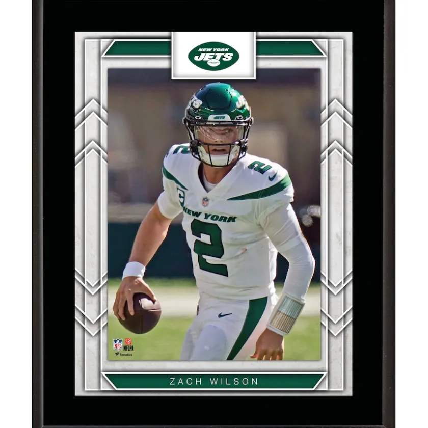 Photos|Plaques^New York Jets Zach Wilson 10.5" X 13" Sublimated Player Plaque